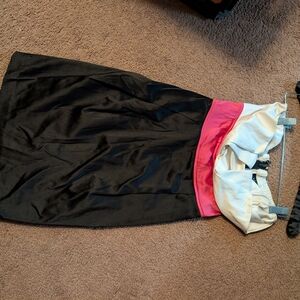 Snap Black, Pink, and White Pencil Skirt